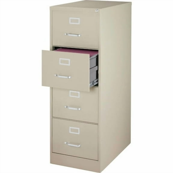Lorell Vertical File Cabinet - 4-Drawer - 18" x 26.5" x 52" - 4 x Drawer(s) for File - Legal - Vertical - Lockable, Ball-bearing Suspension, Heavy Duty - Putty - Steel - Recycled