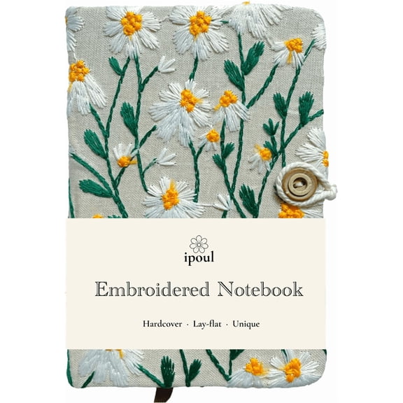 ipoul Pocket Journal, Small Notebook, A6 Sketchbook, 4x6, Hardcover, Lay Flat, Beautiful Journal, Daisy Gifts for Women, White