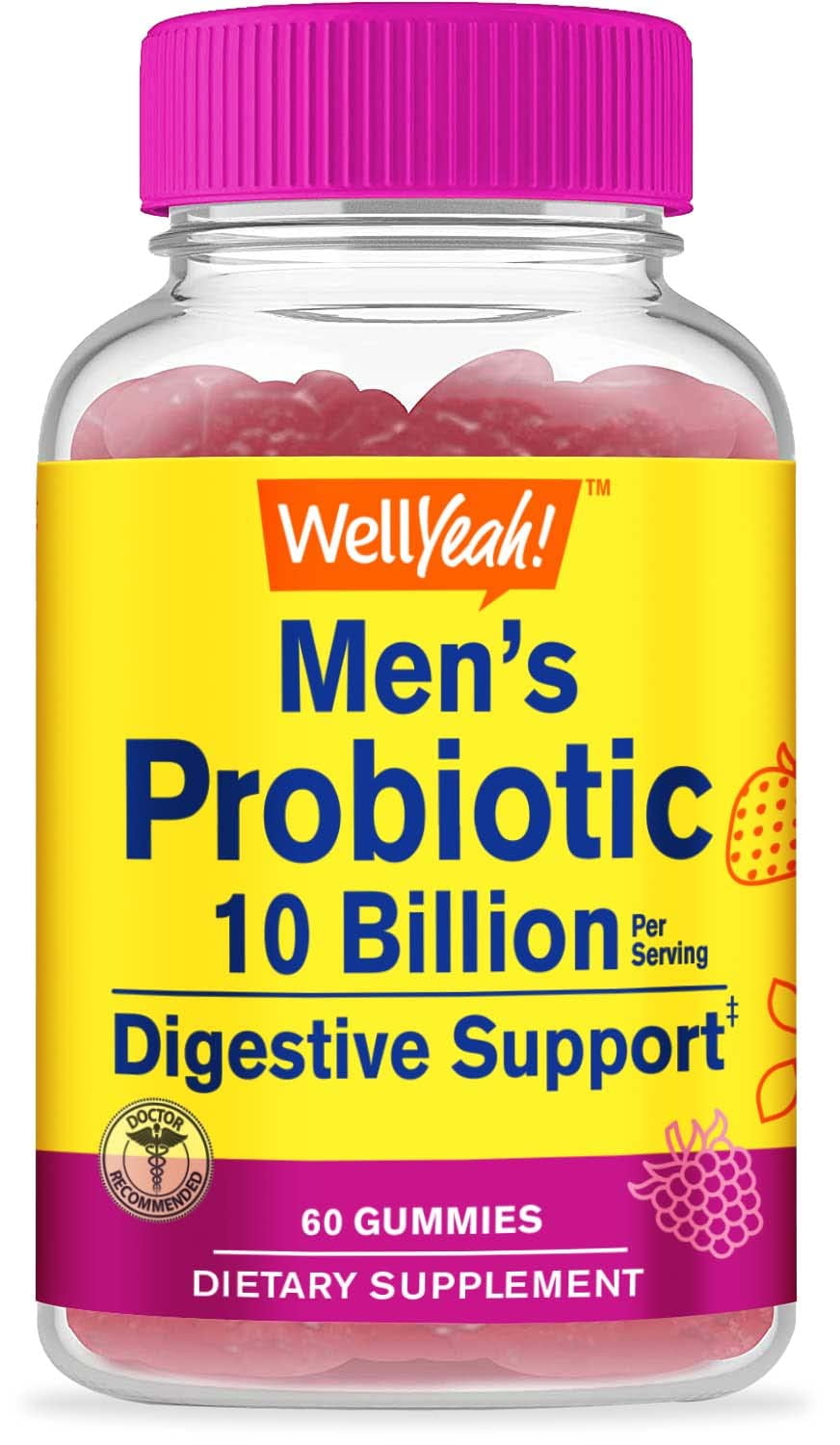 WellYeah Probiotic Gummies for Men with 10 Billion CFUs, Restore