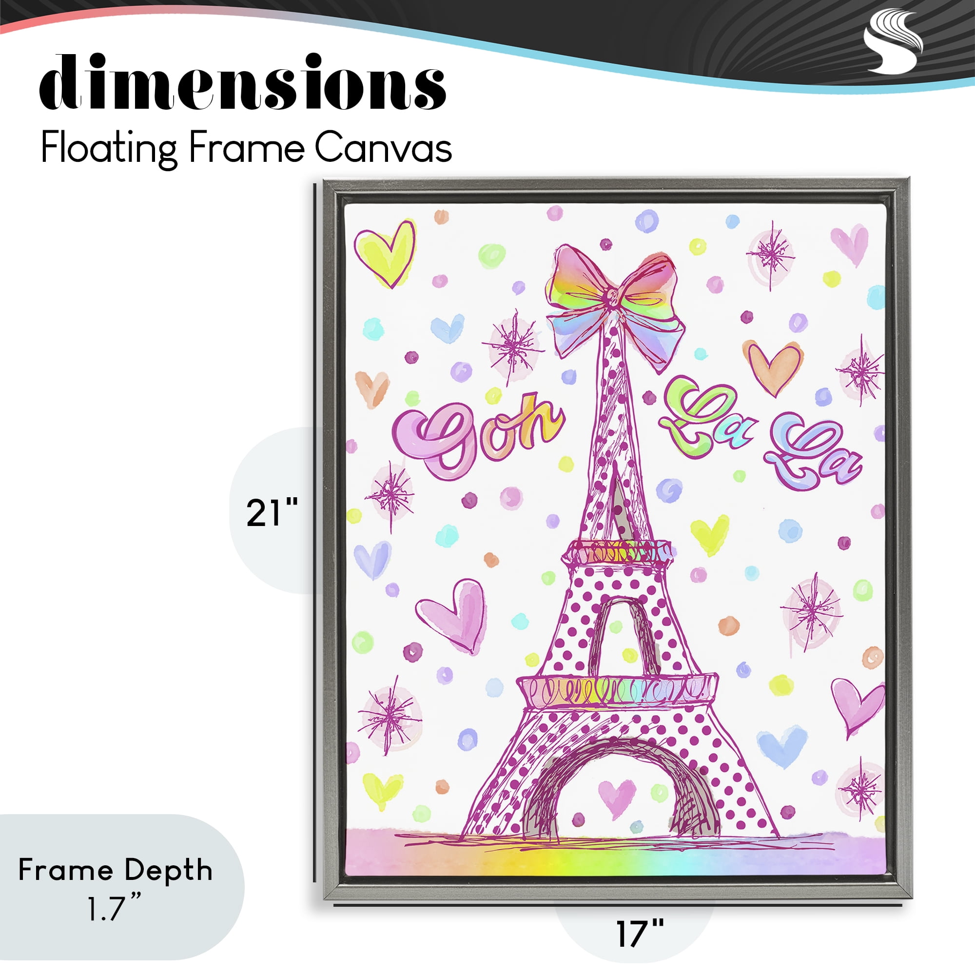 Stupell Industries Bright Pastels Eiffel Tower Gray Framed Floater Canvas Wall Art, design by Jess Stempel