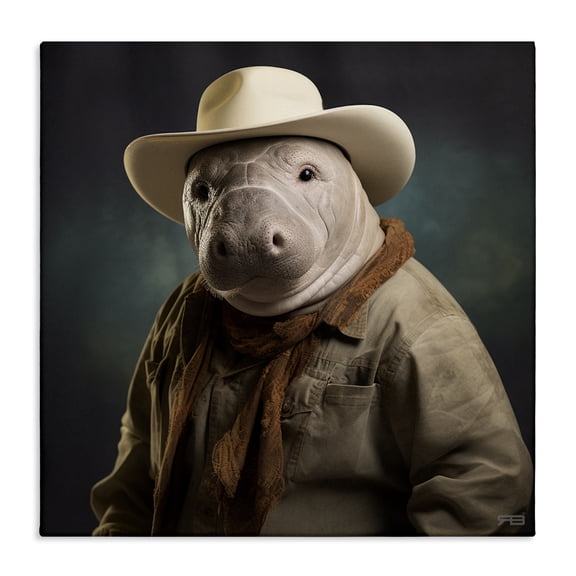 Stupell Industries Eclectic Southern Cowboy Manatee Canvas Art, 30 x 30, by RB