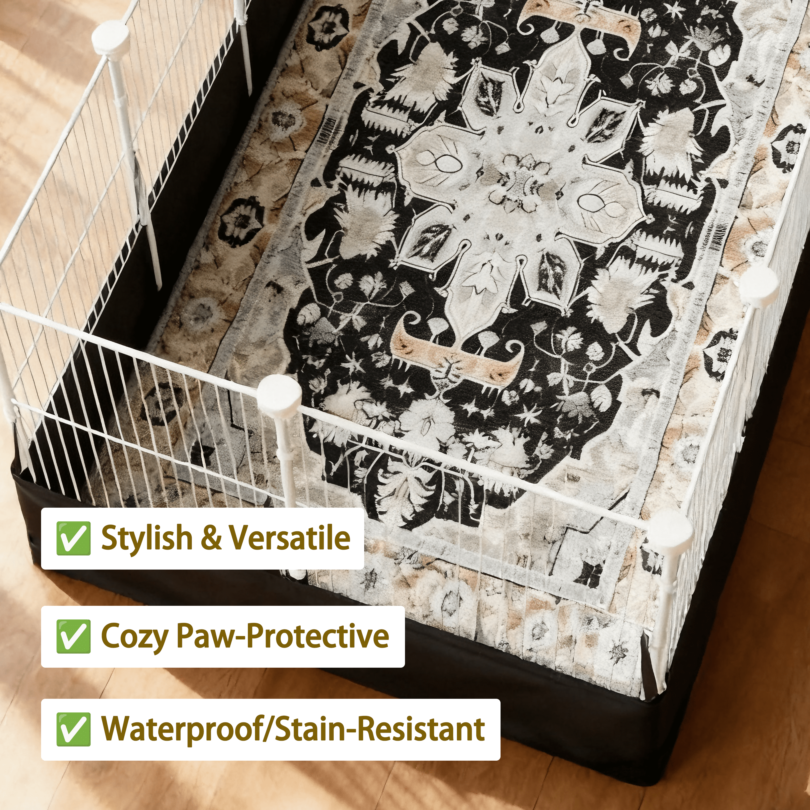 55" x 28" Large Guinea Pig Cage & Indoor Playpen - C&C Habitat with Waterproof 600D Liner, Washable Rug & Secure Wire Fence - For Rabbits, Hedgehogs &Guinea pig