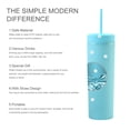 thumbnail image 2 of Inteprter Botella de agua de 16 onzas, vaso de paja esmerilado de plástico de 2 capas, bebida portátil, taza de té de la leche, soporte para Mostrada Cielo azul NO6, 2 of 6