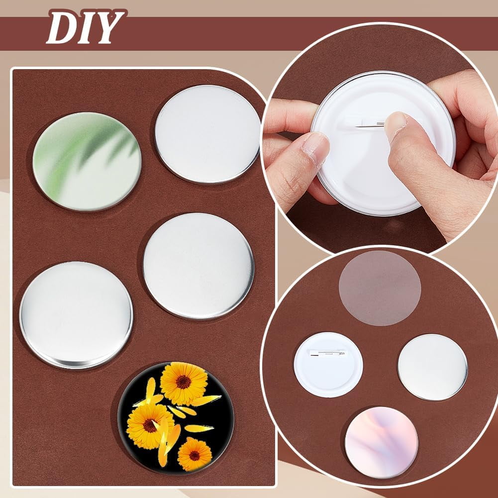 100 Sets Button Maker Supplies 2.28 Inch/ 58mm Pin Back Button Parts