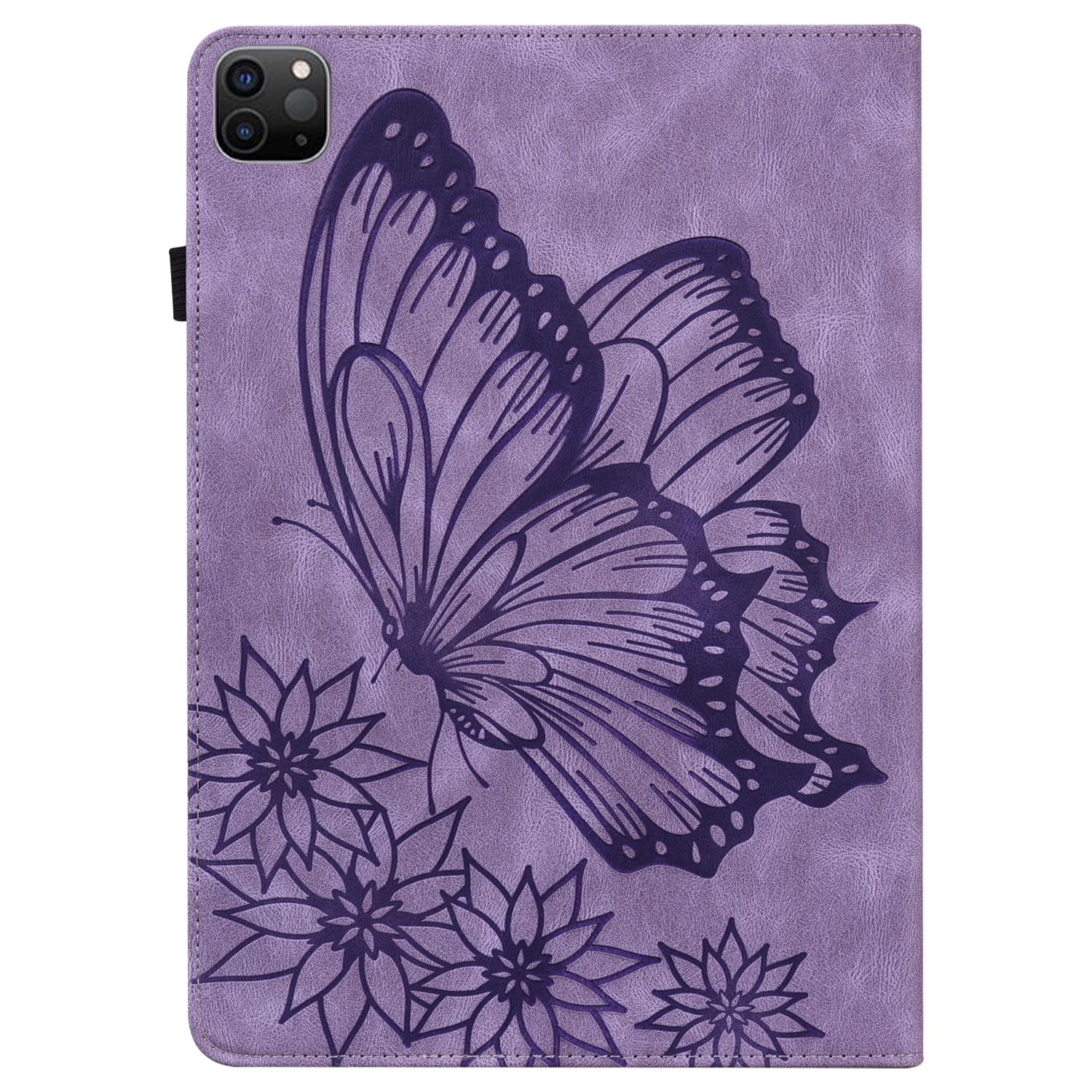 Allytechgroup iPad Pro 13 Case Cover, Stylish Big Butterfly Design PU Leather Smart Cover Auto Sleep Wake Pencil Holder Flip Stand Shockproof Bumper Case for Apple iPad Pro 13" 2024 M4, Purple