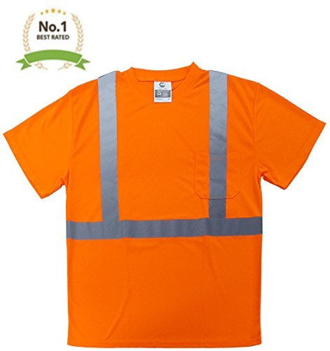 Hi Vis T Shirt Class II Reflective Heat transfer Safety Orange Short Sleeve 