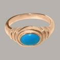 thumbnail image 4 of LBG British Made Traditional Solid 18k Rose Gold Ring with Natural Turquoise Unisex Engagement Ring - 33 size options - Size 4.25, 4 of 6