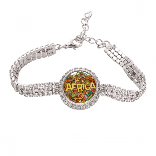 Patrón de arte aborigen tribal africano Pulsera de tobillera de cadena de tenis, joyería de diamantes
