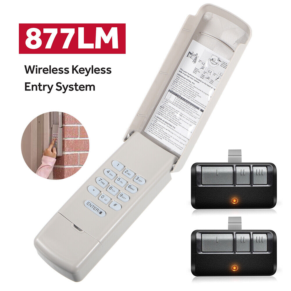 KingFurt for Liftmaster Sears Garage Door Keypad 877LM Opener + 2 Visor