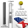 thumbnail image 2 of G128 Combo Pack: 20 Ft Telescoping Aluminum Flagpole (Silver) & American and Costa Rica Flags 3x5 Ft, Both ToughWeave Series Embroidered Polyester | Pole with Flags Included, 2 of 9