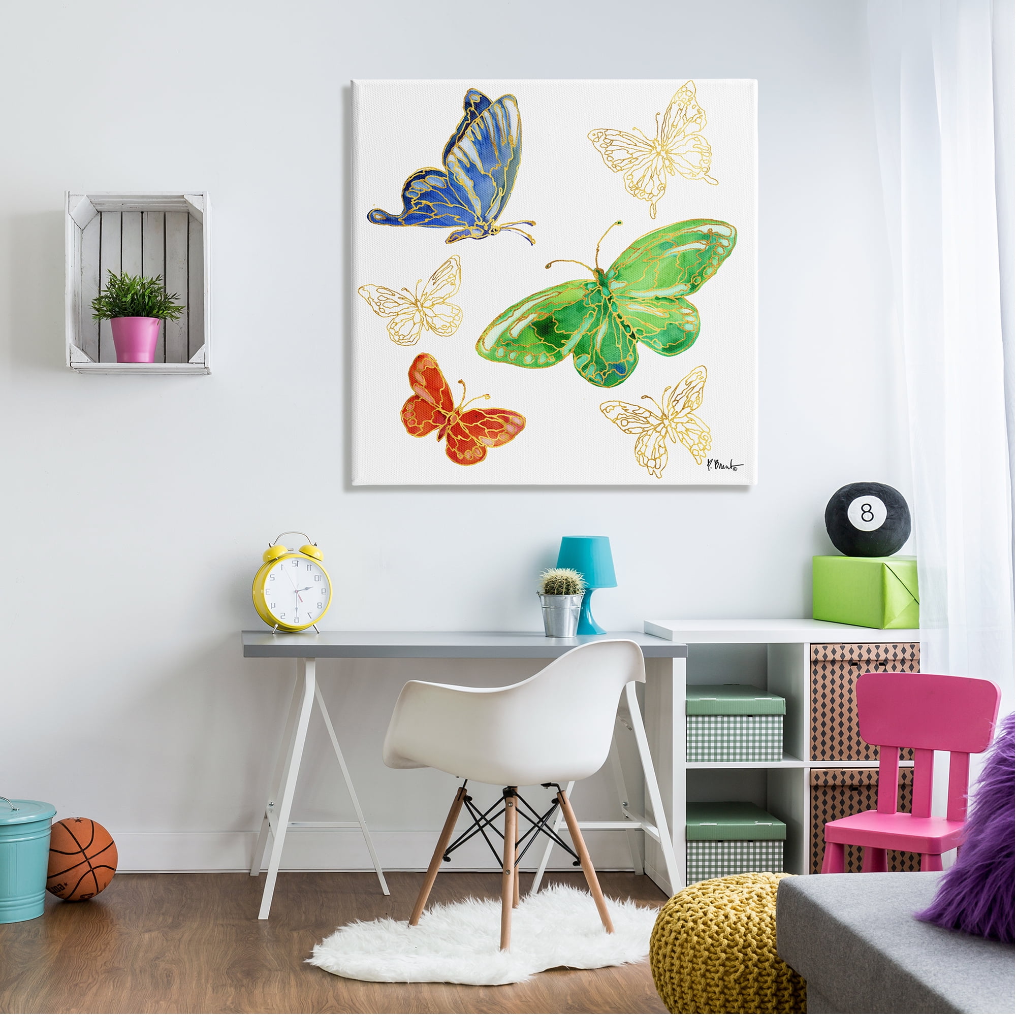 Stupell Industries Butterflies Glam Outline Animals & Insects Painting Gallery Wrapped Canvas Art Print Wall Art, 36 x 36