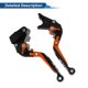 thumbnail image 5 of Palancas de freno y embrague cortas y largas para Kawasaki ER-5 2004-2005, palanca de manillar de motocicleta ajustable, aleación de aluminio, cabeza negra, mango naranja, 5 of 6