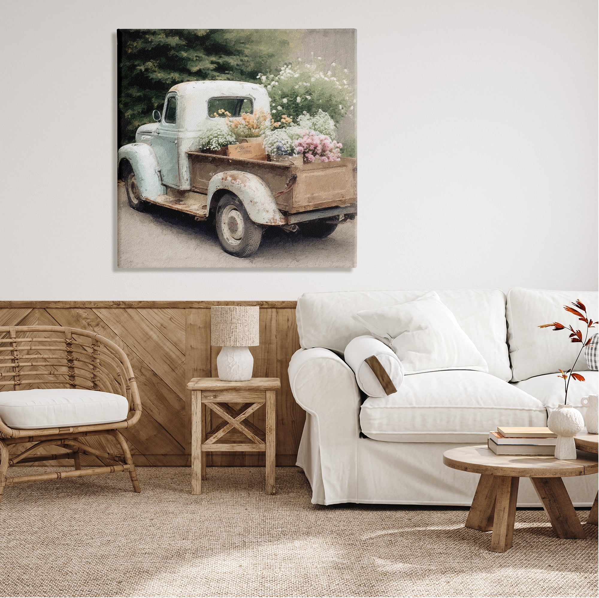 Stupell Industries Country Florals in Truck Transportation Painting Gallery Wrapped Canvas Print Wall Art, 36 x 36