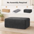 thumbnail image 4 of Yomsum Oversized Plush Ottoman Bench, Large Rectangular Footrest, Cozy Floor Ottoman for Living Room, Extra Seating and Coffee Table Use, No Assembly, Gray, 4 of 6