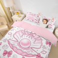 thumbnail image 3 of spefrowx Cute Pearl Shell Twin Duvet Cover for Kids, Pink Princess Bow Coral Twin Bedding, Pink Reversible, 2 Pieces, 1 Duvet Cover and 1 Pillowcase, 3 of 6