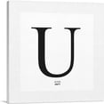 thumbnail image 1 of ARTCANVAS Modern Black and White Gray Serif Alphabet Letter U Canvas Art Print - Size: 26" x 26" (1.50" Deep), 1 of 9