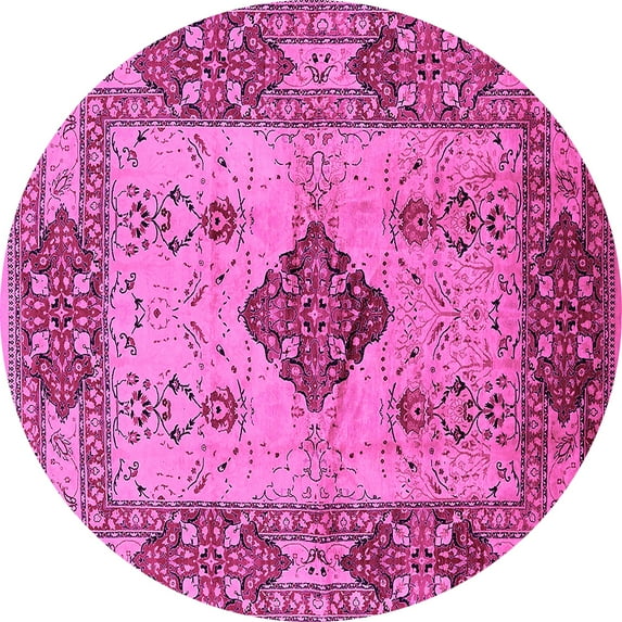Ahgly Company Indoor Round Oriental Pink Industrial Area Rugs, 6' Round