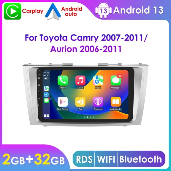 Hizpo Android 13 Bluetooth Apple CarPlay 2 32GB Wifi AUX 9" Touch Screen Car Stereo Radio Head Unit Multimedia GPS Navigation Player In Dash For Toyota Camry 2007 2008 2009 2010 2011