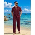thumbnail image 2 of COOFANDY Mens White Outfit Summer Beach Outfits for Men Casual Short Sleeve Shirts and Pants Sets, 2 of 6