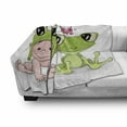 thumbnail image 3 of Animal Soft Flannel Fleece Throw Blanket, Baby in Froggy Hat and Frog Best Friends Love Theme Graphic, Cozy Plush for Indoor and Outdoor Use, 50" x 70", Cream White Green, by Ambesonne, 3 of 6
