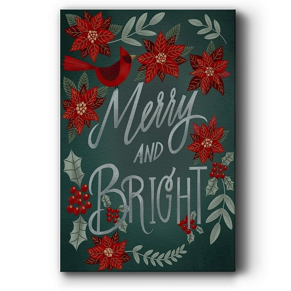 Red Flowers Christmas I- Gallery Wrapped Canvas