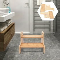 2-Tier Small Step Stool with Handle Convenient Stair Ladder Step Stool Wood Portable