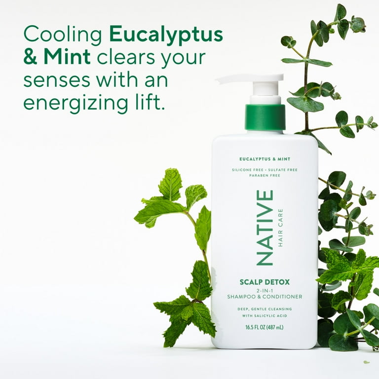 6 pack) Native Scalp Detox Eucalyptus and Mint 2 in 1 Shampoo and