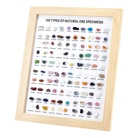 Natural Gemstones Collections Photo Frame Display Decoration for Earth Science Teaching 285x235x15mm