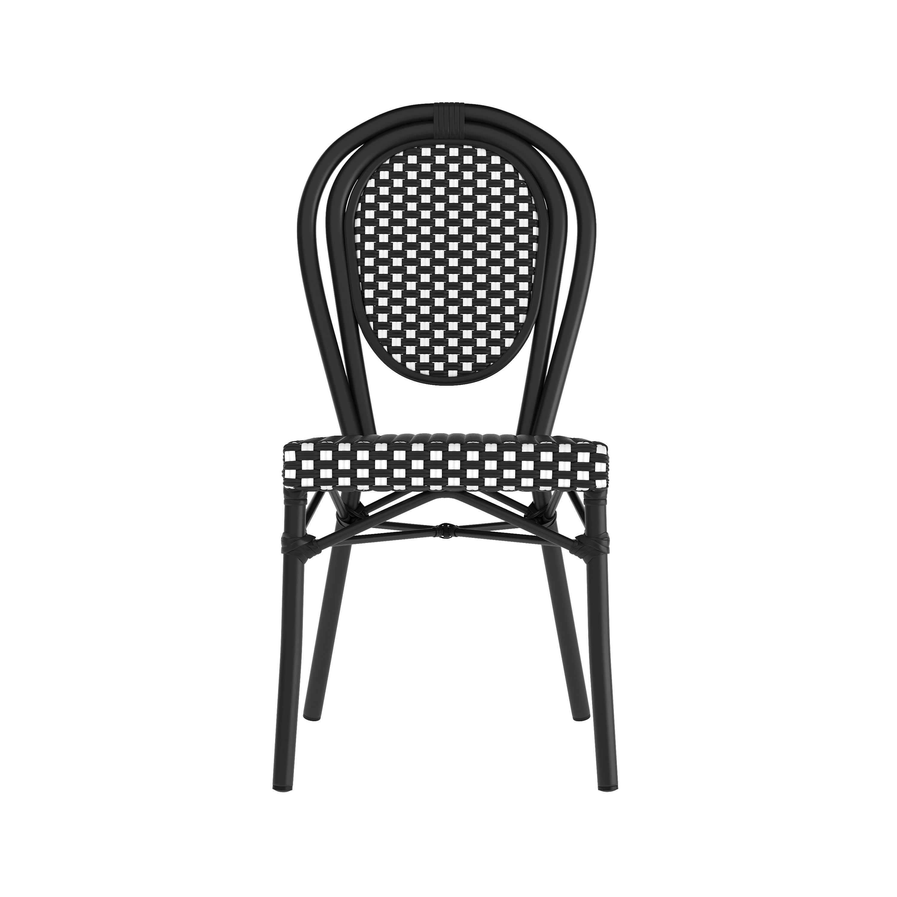 Flash Furniture Lourdes Indoor/Outdoor French Bistro Stacking Chair Black/White (SDA6422SBKWBK)