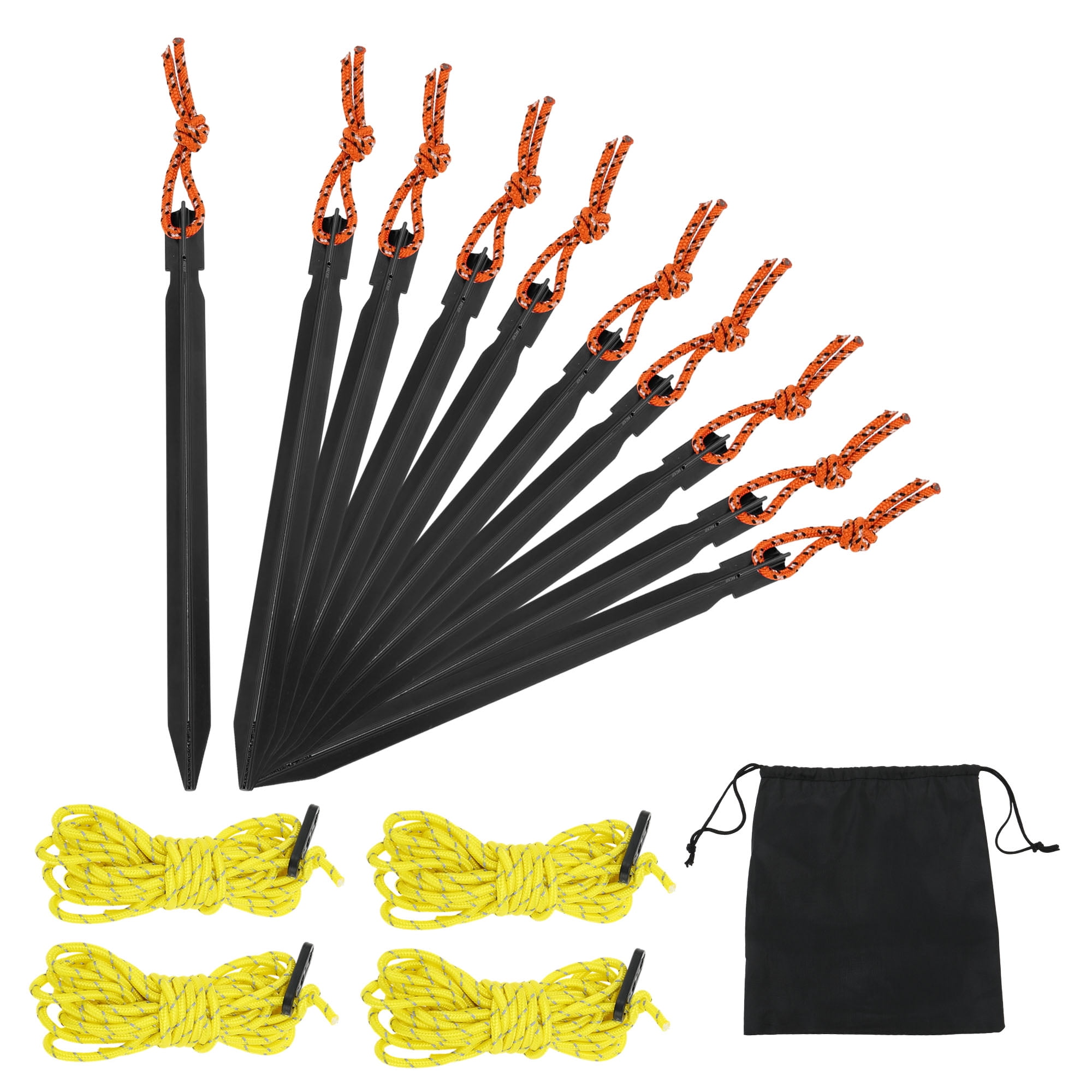 Unique Bargains 1 Set Triangular Tent Pegs Black Aluminum Alloy Polyester Nylon