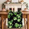 thumbnail image 4 of St. Patrick's Day Cotton Linen Table Runner for Dining Kitchen, Watercolor Green Shamrock Polka Dots Black Wedding Outdoor Party Tablerunners, Dresser Scarf Coffee Tablecloth Runners 13x70 Inches, 4 of 9