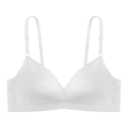 

Womens Bras Wire-Free Push-Up Yoga Bra Lace White One Size