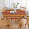 thumbnail image 3 of Decorative Round Tablecloth with a Lively Boho Floral Motif, Elastic Hem Provides Secure Fit on 56 Inch Diameter Tables, 3 of 7