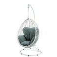 thumbnail image 2 of ACME Simona Hanging Chair, Green Fabric & White Wicker, 2 of 5