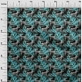 thumbnail image 3 of oneOone Cotton Flex Teal Green Fabric Tropical Abstract Leaf With Animal Quilting Supplies Print Sewing Fabric By The Yard 40 Inch Wide, 3 of 4