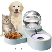 Pets Feeder,Cats Dogs Food and Water Bowl Set, Automatic Pets Water Dispenser with Food Bowl