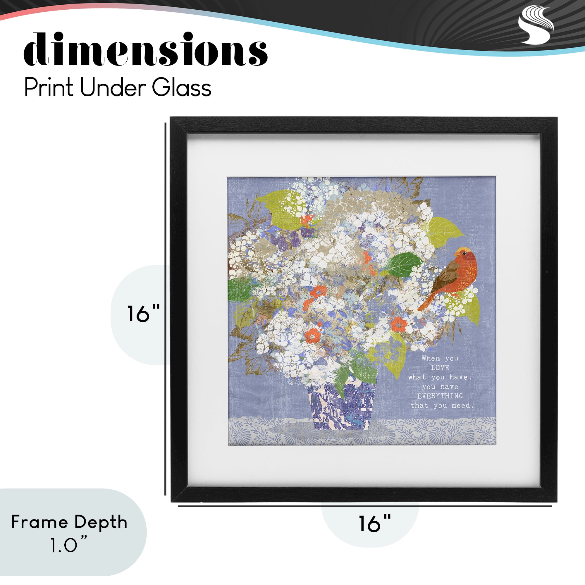 Stupell Industries Floral Inspiration On Love Black Framed Print Under Glass, design by Suzanne Nicoll