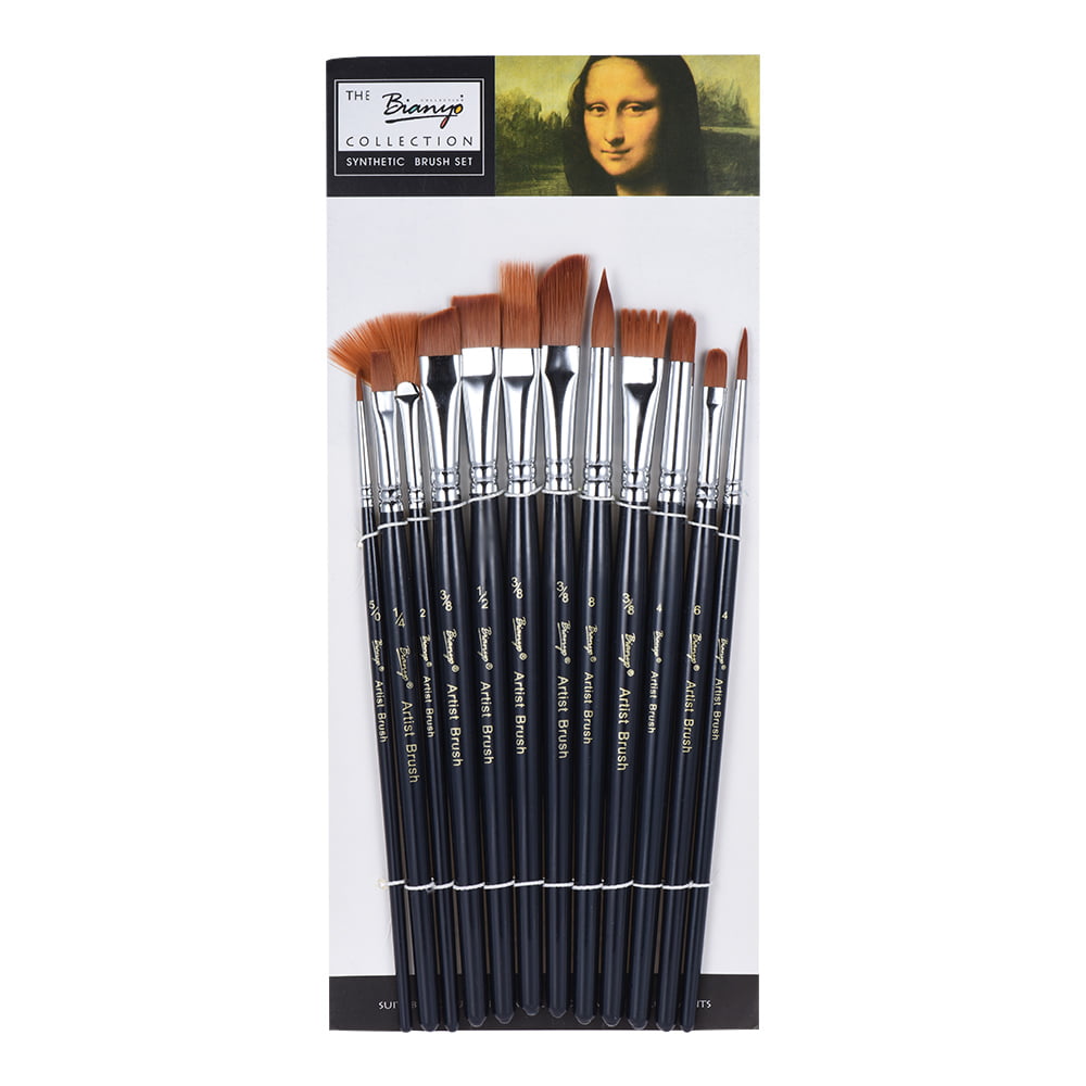 Aibecy 12pcs/Pack Paint Brush Kit Set Round Point Tip Nylon Hair Artist Acrylic Aquarelle Watercolor Oil Painting 