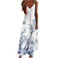 thumbnail image 2 of ICHUANYI Clearance Women's Summer Fashion Printed V-Neck Sleeveless Suspenders Pullover Dress(Light Blue, XL) Ichaunyi WER2023081115123, 2 of 5
