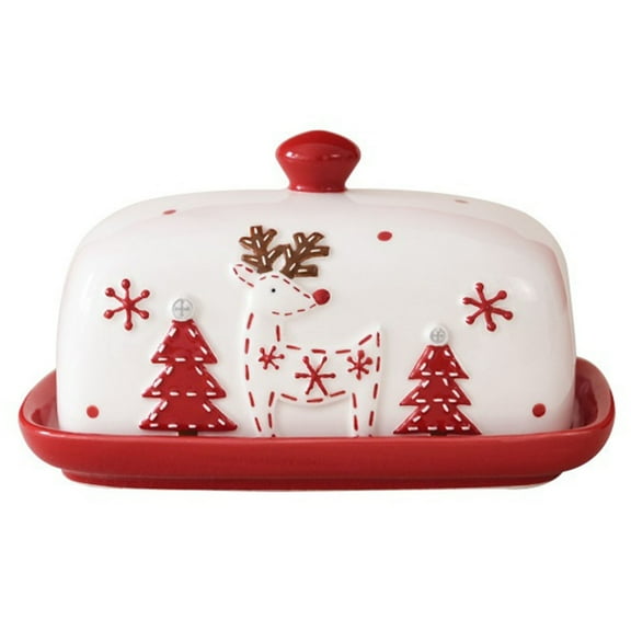Ceramic Butter Dish with Lid for Countertop Decorative Snack Plate Dessert Plate Butter Container
