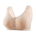 thumbnail image 4 of Xijirk Women Bra with Front Button Fastener Lace Decorated Neckline Wide Sleeveless Shoulder Strap and Textured Outer Layer for Daily Rest and Indoor Wear Occasion,2Beige,46, 4 of 4