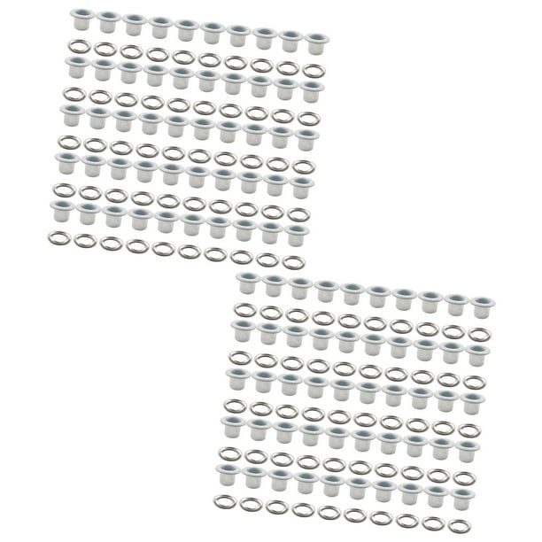 100 ojales de metal, ojal pequeño de 5 mm, forma redonda multiusos para proyectos de bricolaje. blanco