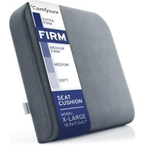 Extra Large Firm Seat Cushion Pad for Bariatric Overweight Users - Firm Memory Foam Chair Support Pillow for Wheelchair, Office & Car 19"x18"x3" (Grey) - COMFYSURE