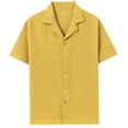 thumbnail image 3 of Afuyipoi Stylish Button Down Shirts for Men, Short Sleeve Summer Dressy Shirts for Vacation Wedding Yellow, 3 of 8