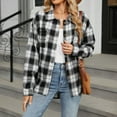 thumbnail image 2 of Flannel Jacket Women Shacket Long Sleeve Button Down Plus Size Womens Clothing,Black,L, 2 of 8