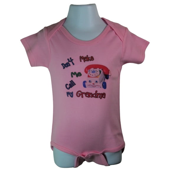 Don't Make Me Call My Grandma Romper (12-18 Months, Light Pink)