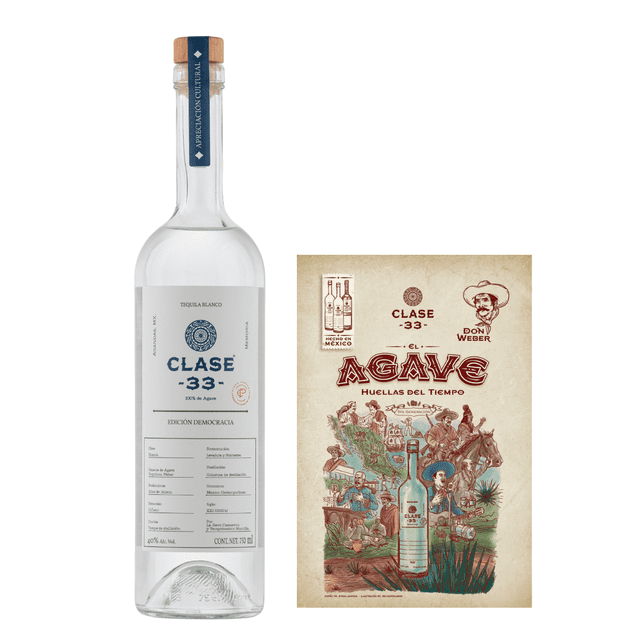 Tequila Clase 33 Democracia Blanco 750 Ml Con Cómic Clase 33 Tequila Blanco