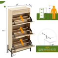 thumbnail image 3 of Qinaqin Organizador de Almacenamiento Natural Rattan 3 Vuelco Puerta Shoe Gabinete Moderno Rack con Cajón y 3-Tier Ajustable Shelves Freestanding para Entryway Oak, 3 of 7