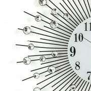 Anqidi 24 Modern Luxury Large Wall Clock, Round Diamond Non-Ticking Silent Decorative Clock for Living Room Office