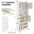 thumbnail image 2 of Storage Cabinet with Rattan Doors, Tall Freestanding Hutch Cabinet with Power Outlet,4 cabinet door, 2 of 5